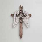BC Home Decor Angel Wings Wall Cross -  Rustic Decor Style