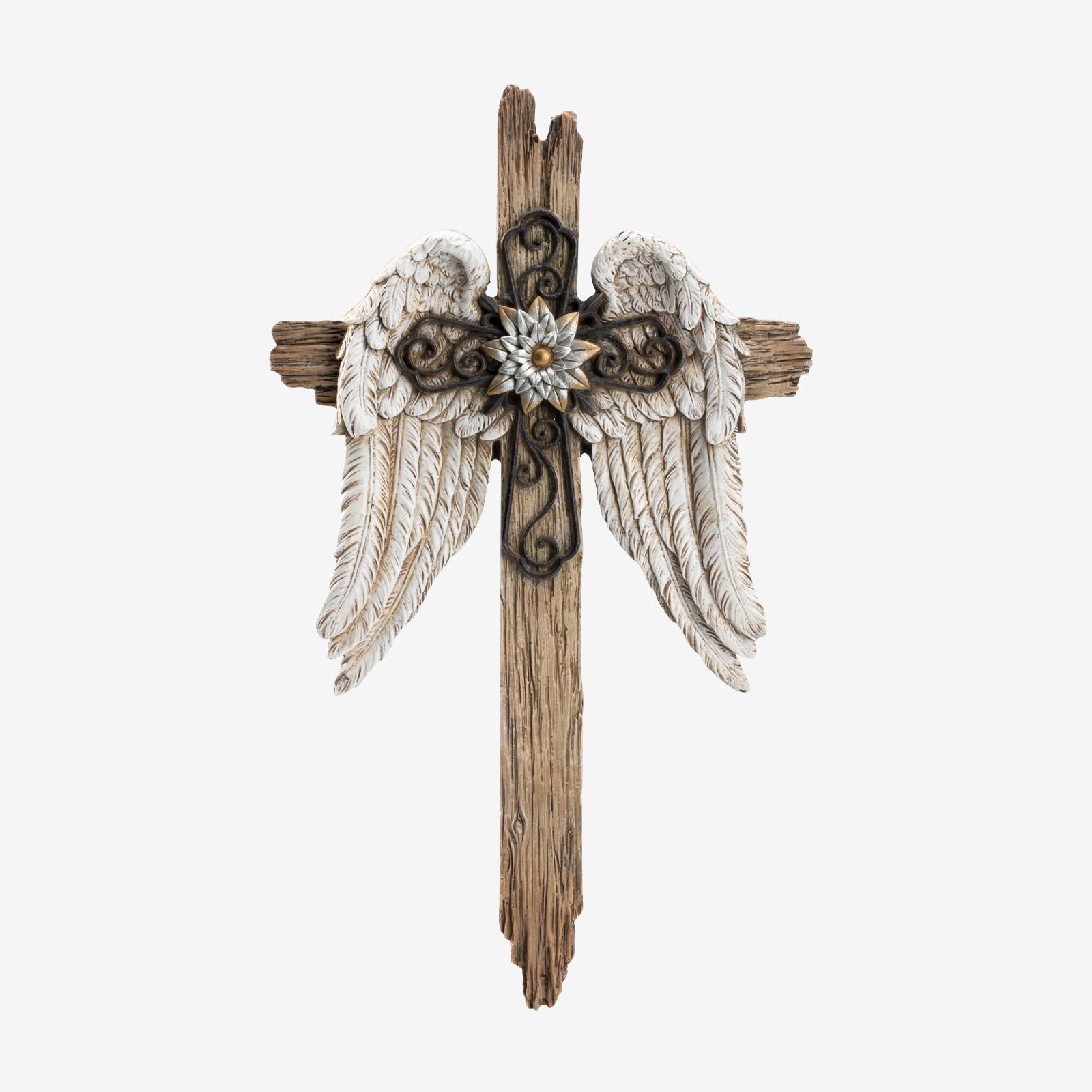 BC Home Decor Angel Wings Wall Cross -  Rustic Decor Style