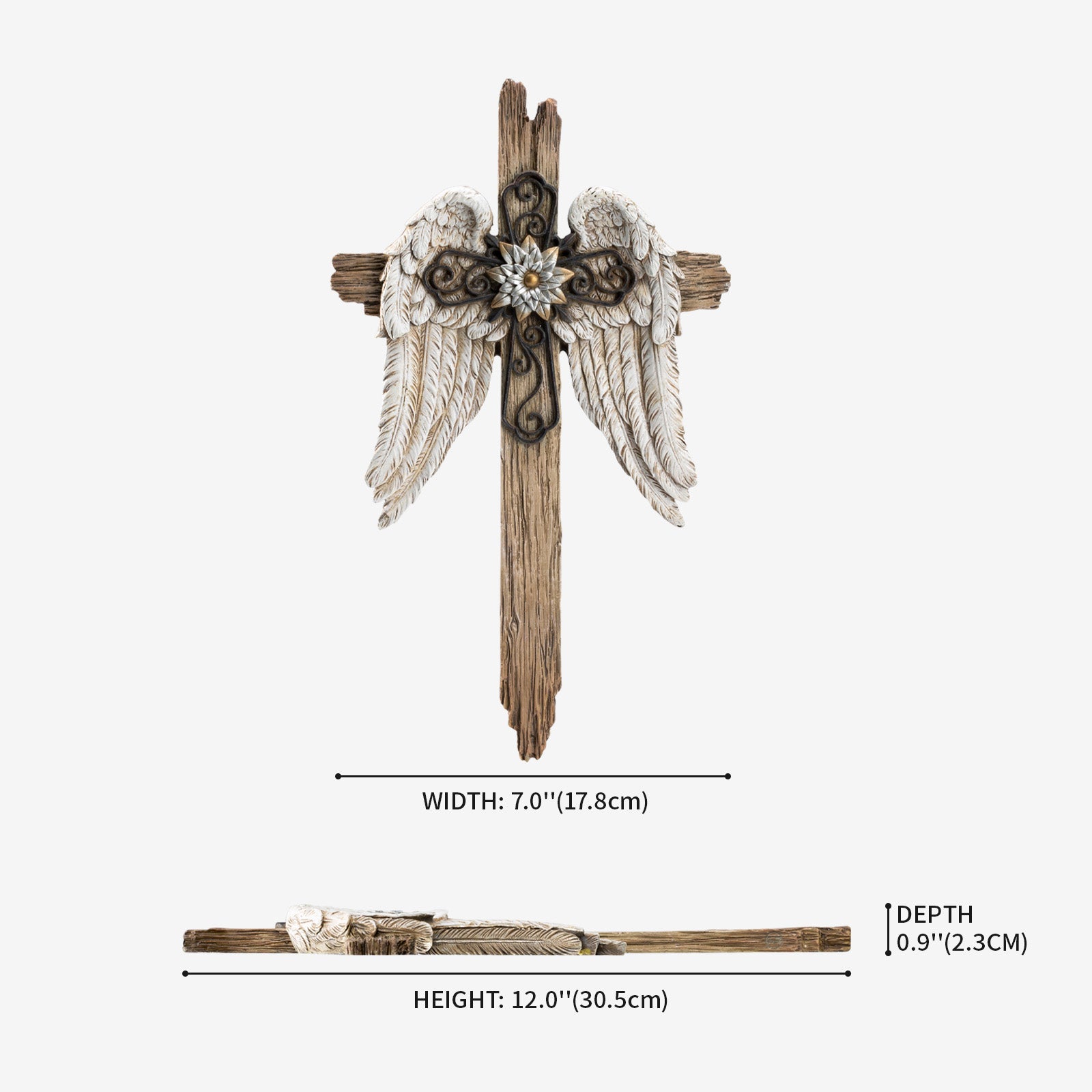 BC Home Decor Angel Wings Wall Cross -  Rustic Decor Style