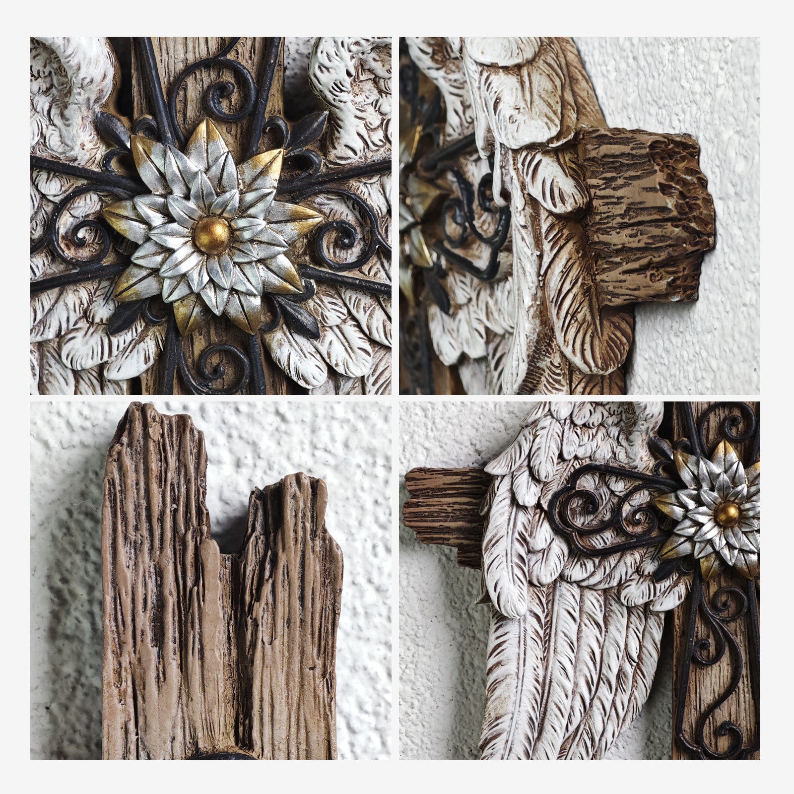 BC Home Decor Angel Wings Wall Cross -  Rustic Decor Style