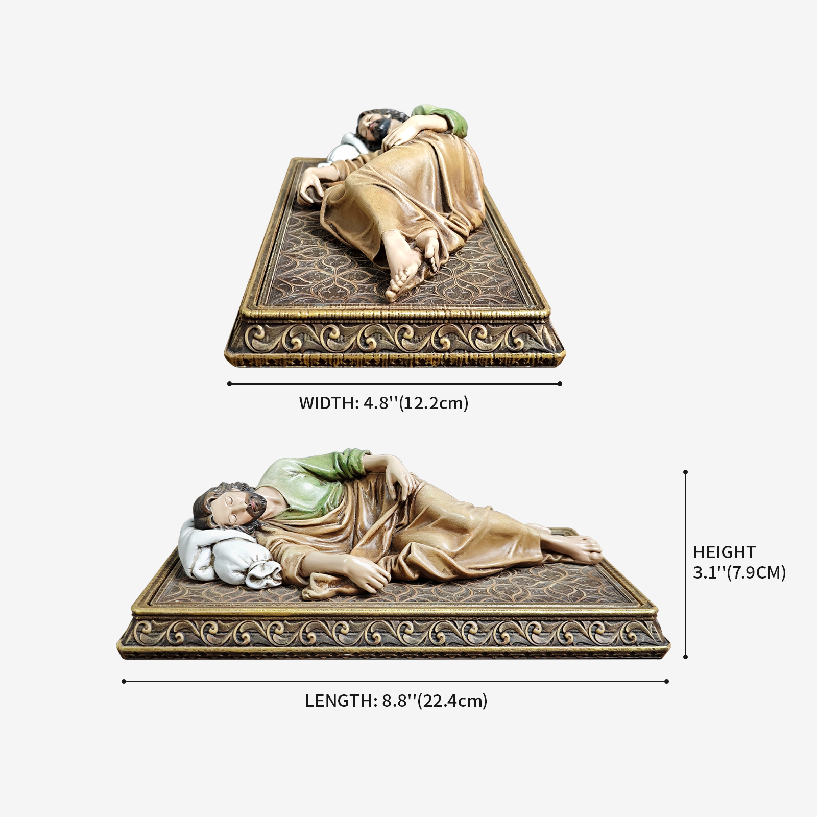 BC Catholic Sleeping St.Joseph Statue-with Case Base