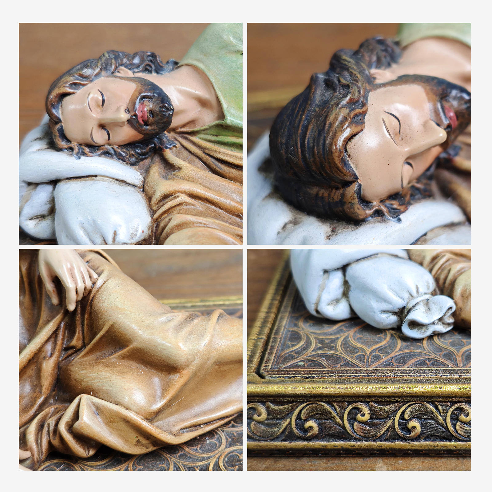 BC Catholic Sleeping St.Joseph Statue-with Case Base