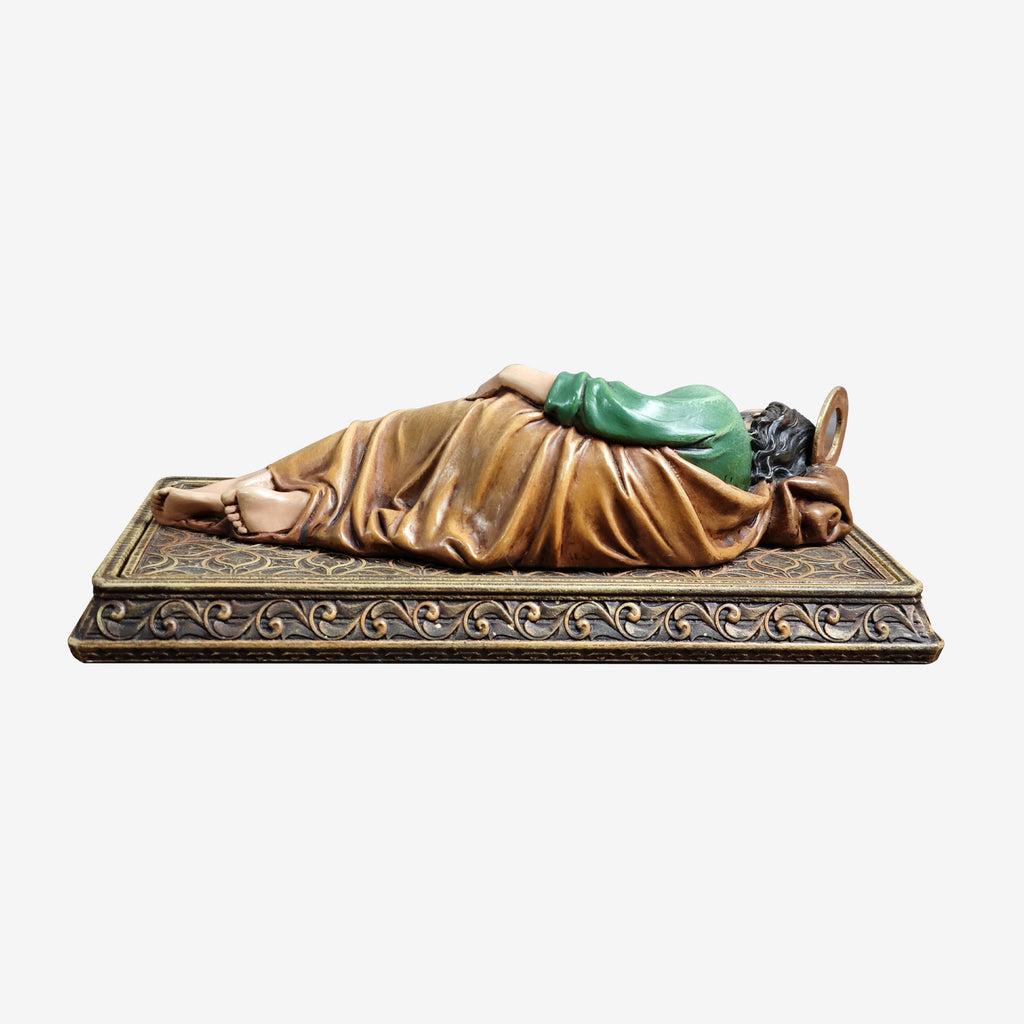 BC Catholic Sleeping St.Joseph Statue-with Case Base&Metal Halo