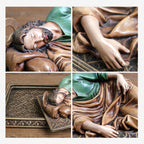 BC Catholic Sleeping St.Joseph Statue-with Case Base&Metal Halo