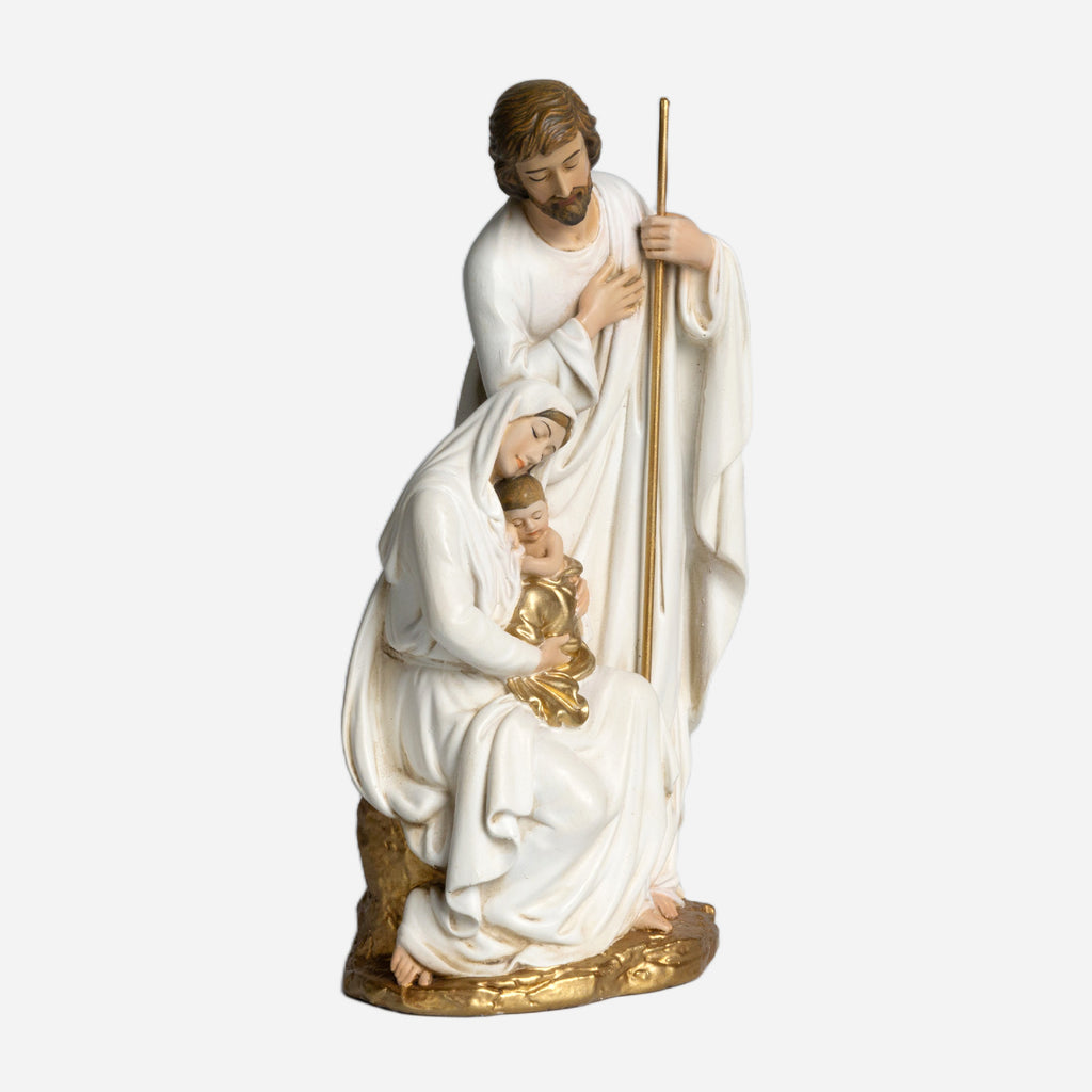 BC Catholic White & Gold Holy Family Statue-Nativity Scene Sculpture