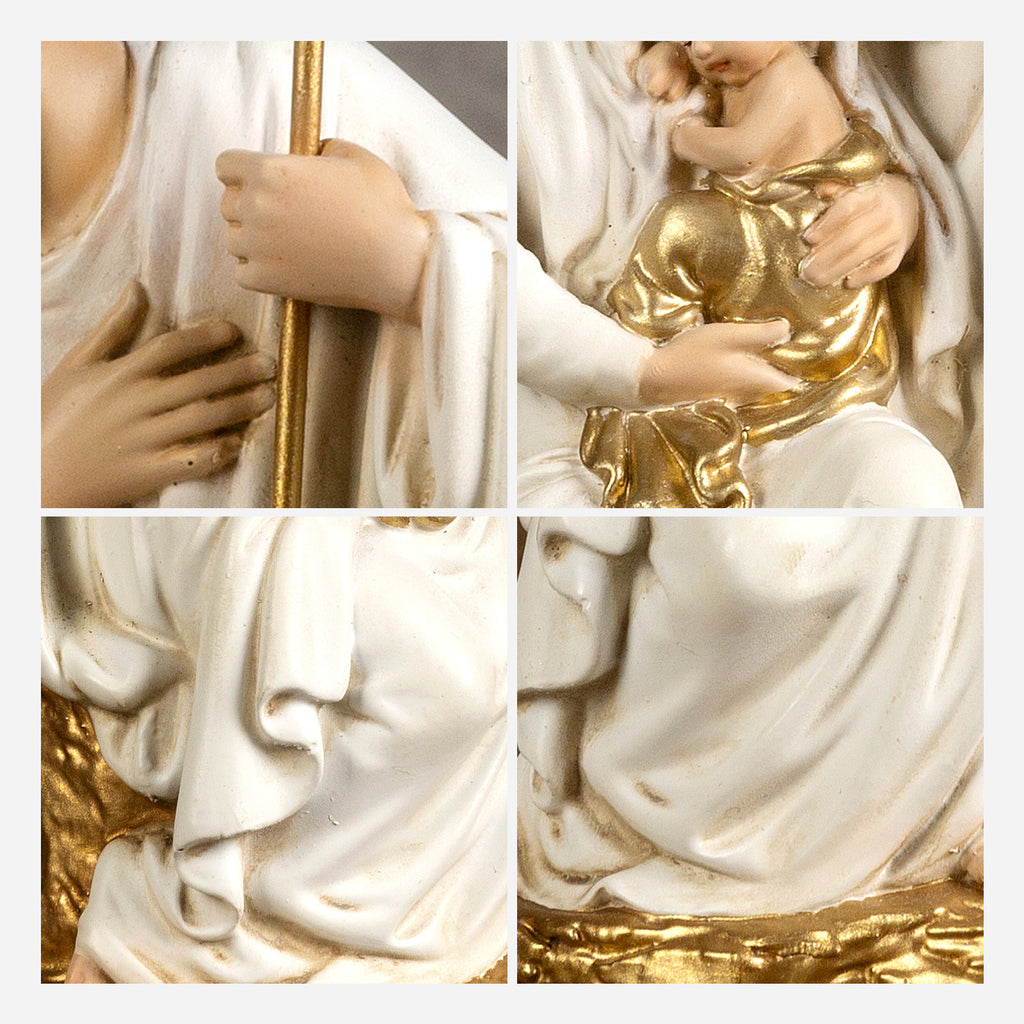 BC Catholic White & Gold Holy Family Statue-Nativity Scene Sculpture