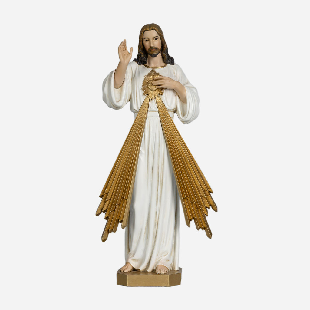 BC Catholic White & Gold Divine Mercy Statue-Renaissance