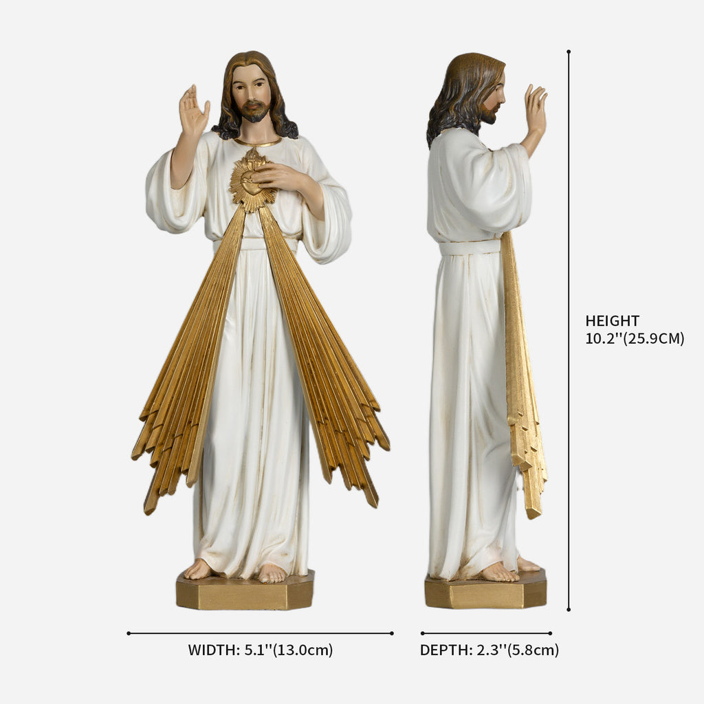 BC Catholic White & Gold Divine Mercy Statue-Renaissance