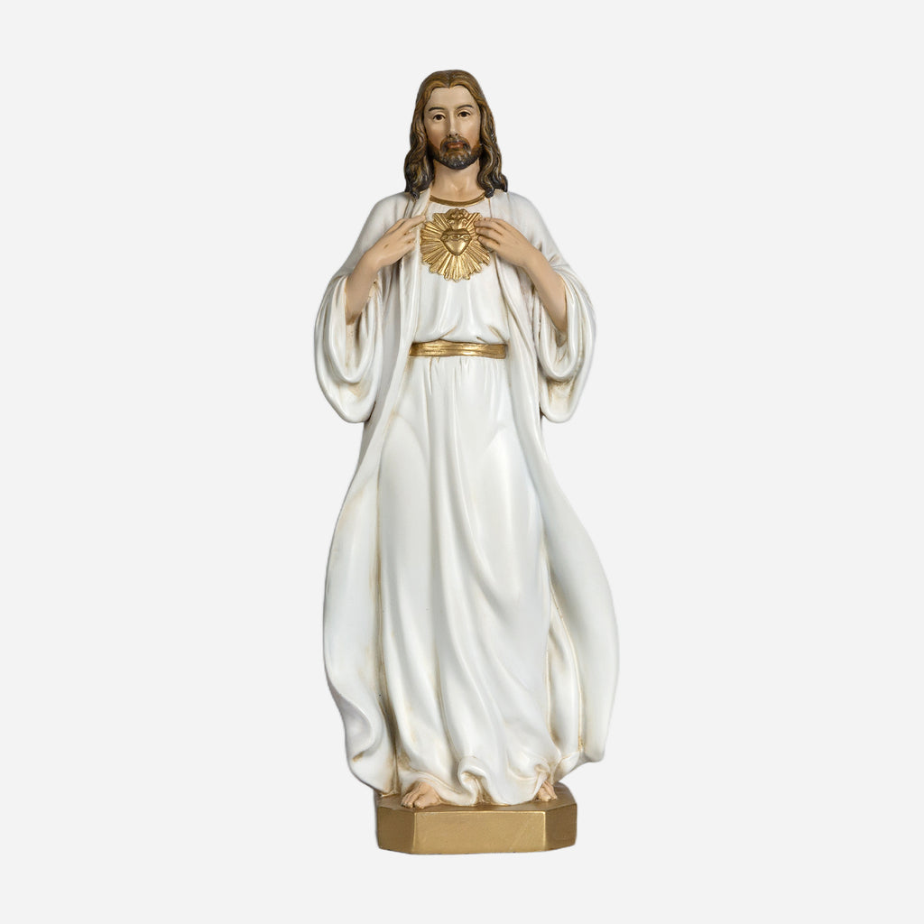 BC Catholic White & Gold Sacred Heart of Jesus Statue-Inspirational decor