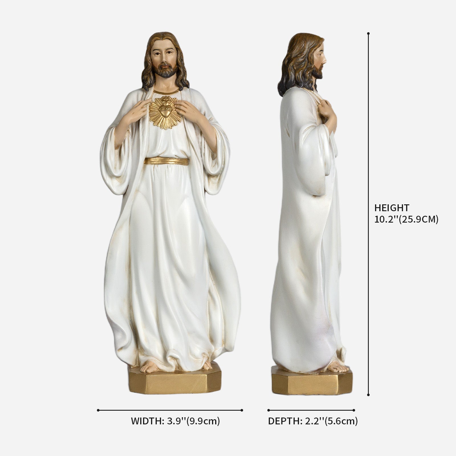 BC Catholic White & Gold Sacred Heart of Jesus Statue-Inspirational decor