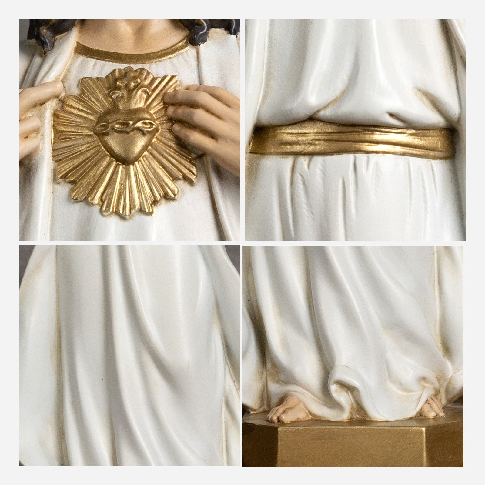 BC Catholic White & Gold Sacred Heart of Jesus Statue-Inspirational decor
