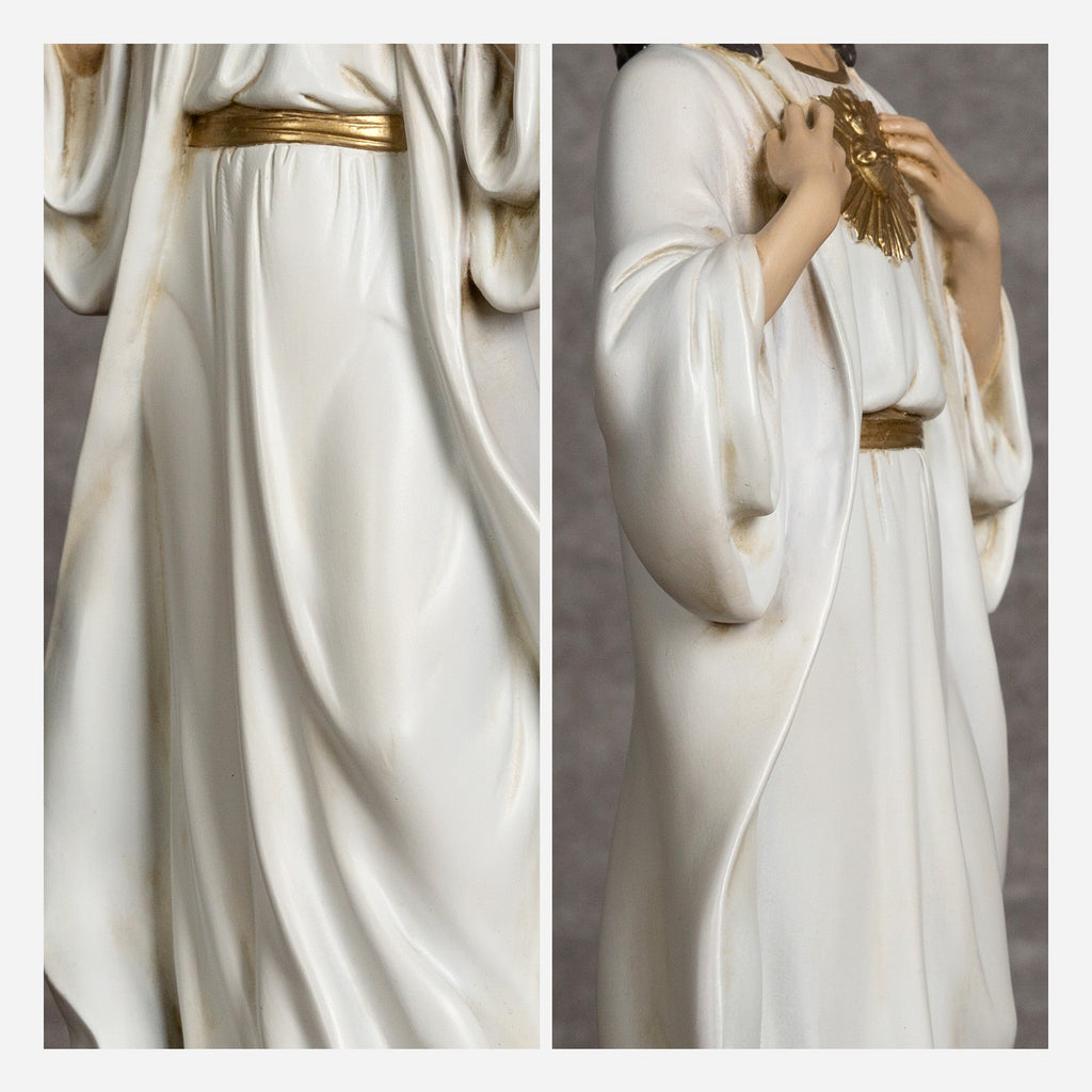 BC Catholic White & Gold Sacred Heart of Jesus Statue-Inspirational decor