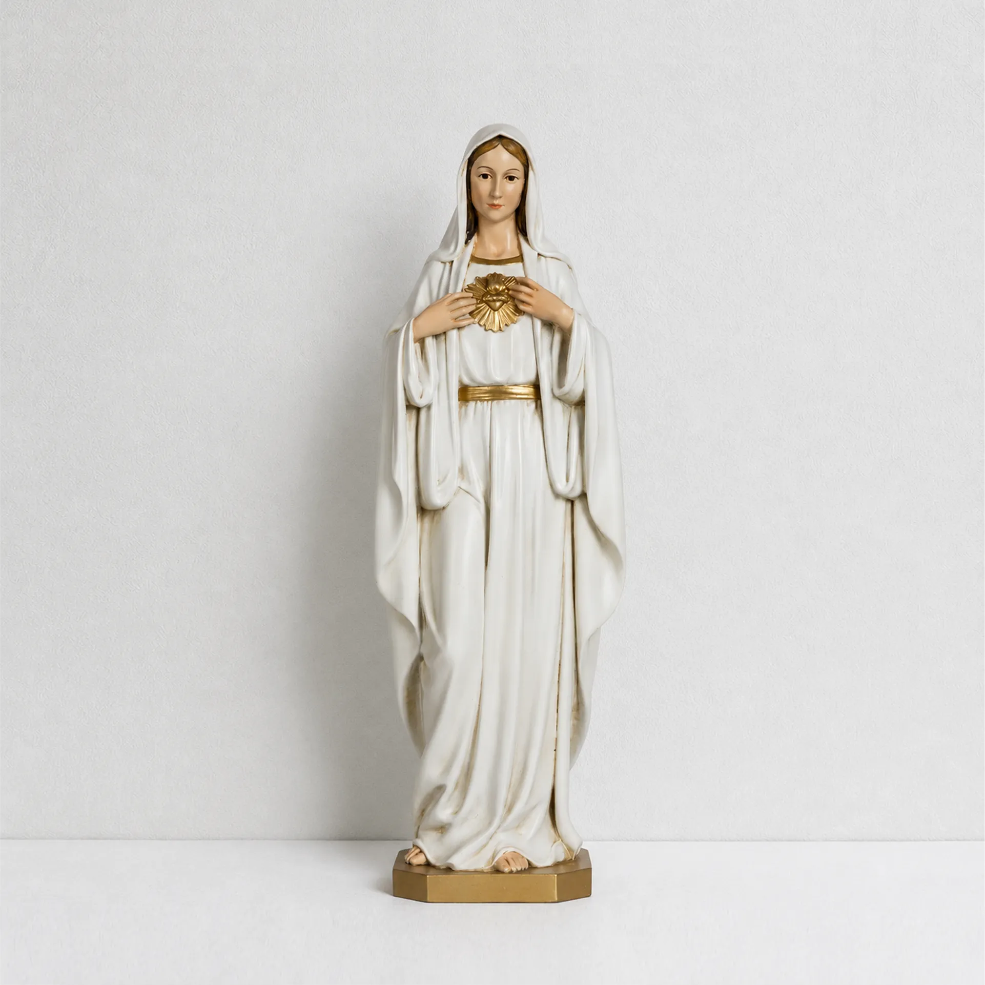 BC Catholic White & Gold Immaculate Heart of Mary Statue-Renaissance