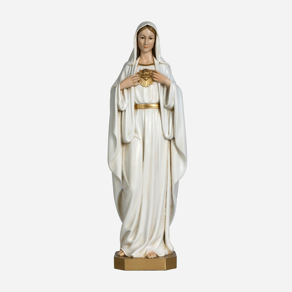 BC Catholic White & Gold Immaculate Heart of Mary Statue-Renaissance