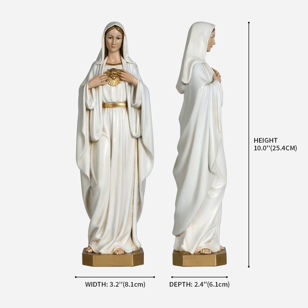 BC Catholic White & Gold Immaculate Heart of Mary Statue-Renaissance