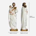 BC Catholic White & Gold St. Joseph with Child Jesus Statue-Inspirational decor