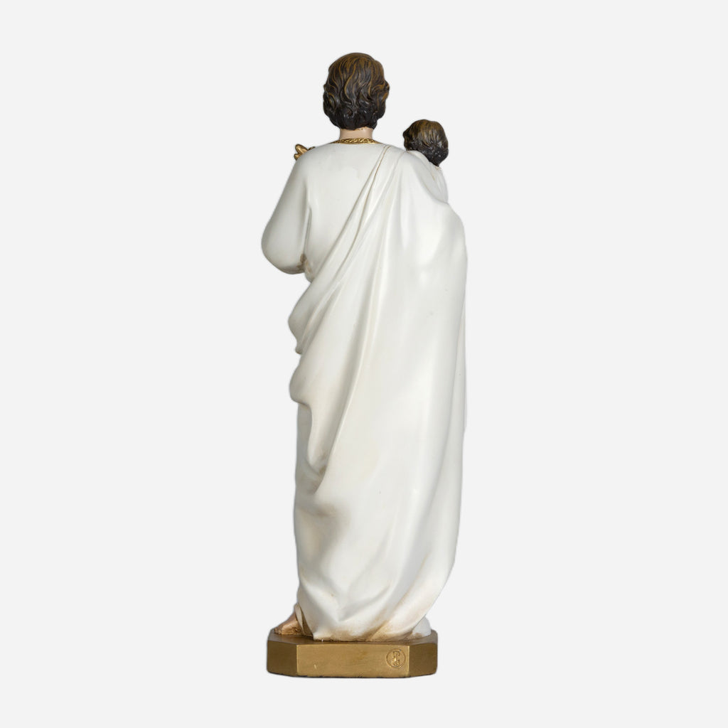 BC Catholic White & Gold St. Joseph with Child Jesus Statue-Inspirational decor