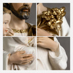BC Catholic White & Gold St. Joseph with Child Jesus Statue-Inspirational decor