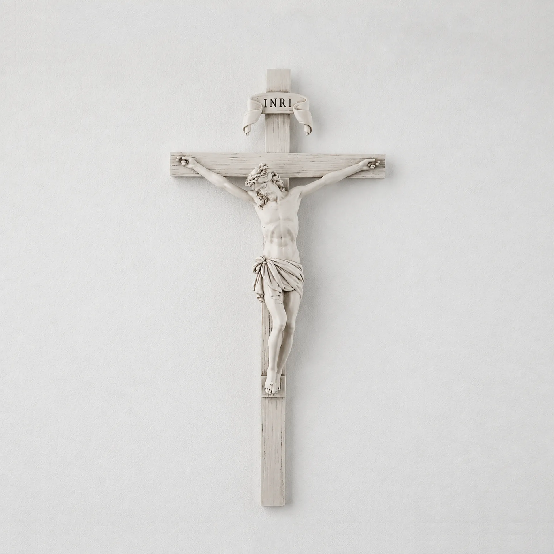 BC Catholic Grey White Wall Crucifix-Inspirational decor