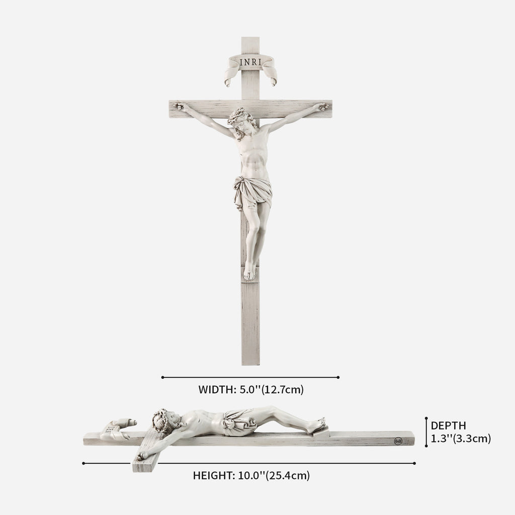 BC Catholic Grey White Wall Crucifix-Inspirational decor