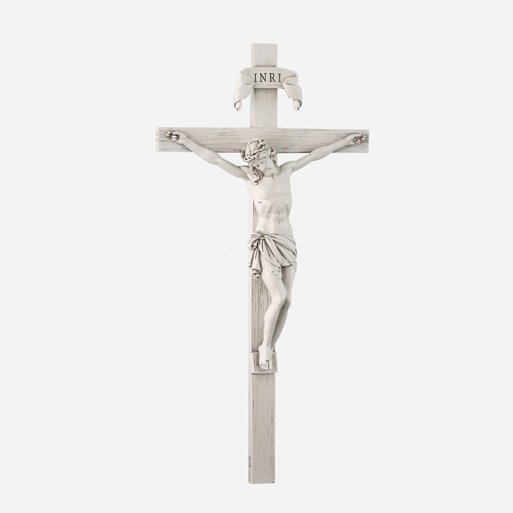 BC Catholic Grey White Wall Crucifix-Inspirational decor