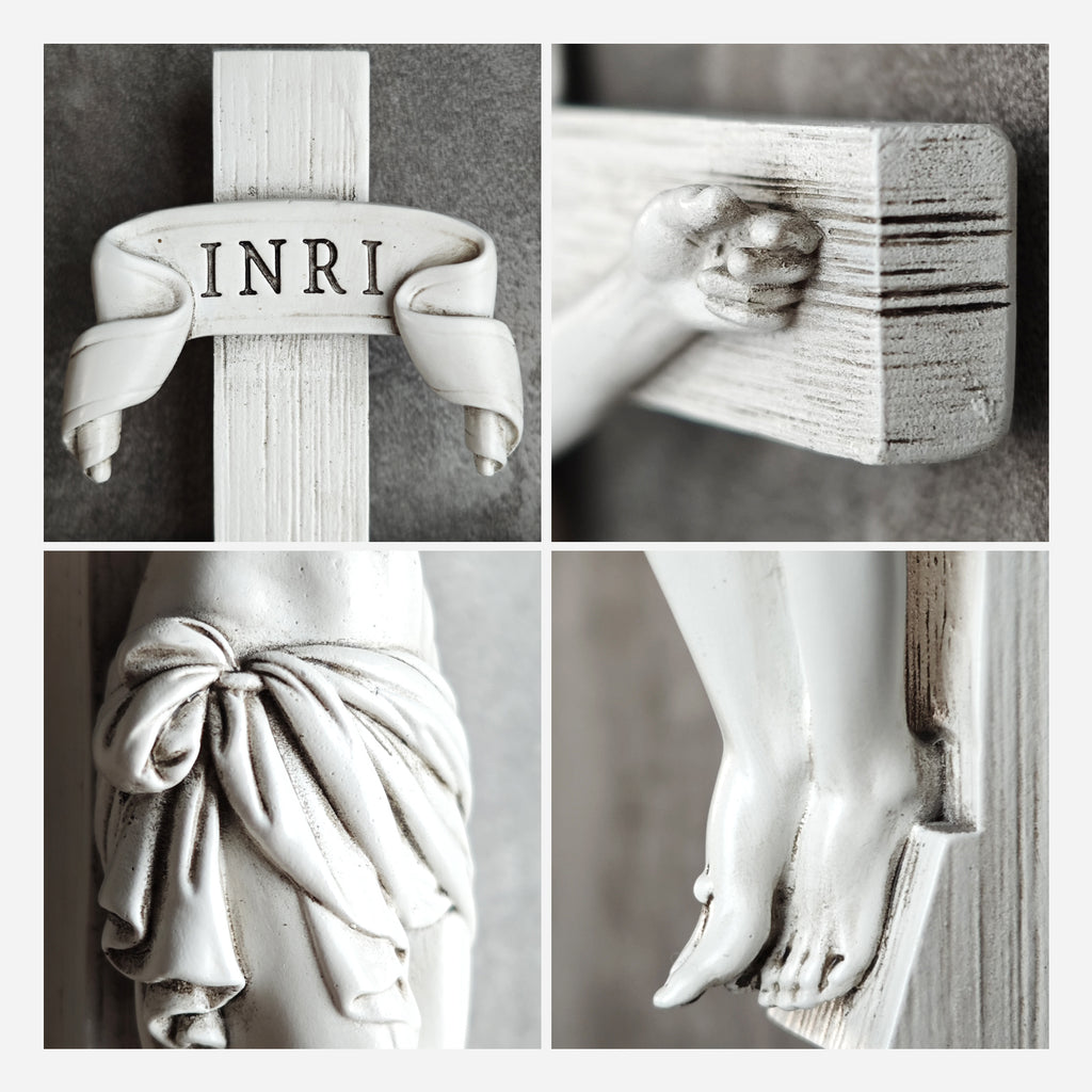 BC Catholic Grey White Wall Crucifix-Inspirational decor