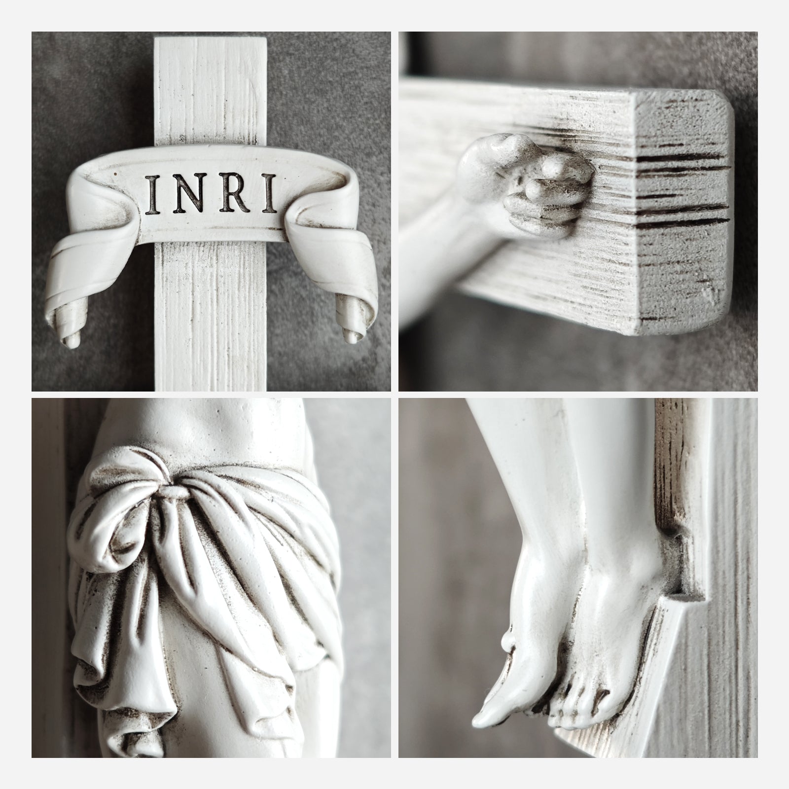 BC Catholic Grey White Wall Crucifix-Inspirational decor