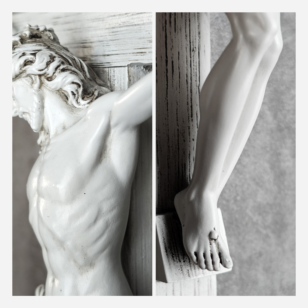 BC Catholic Grey White Wall Crucifix-Inspirational decor