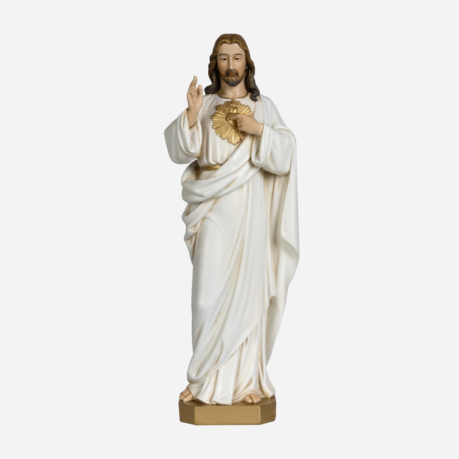 BC Catholic White & Gold Sacred Heart of Jesus Statue-Renaissance