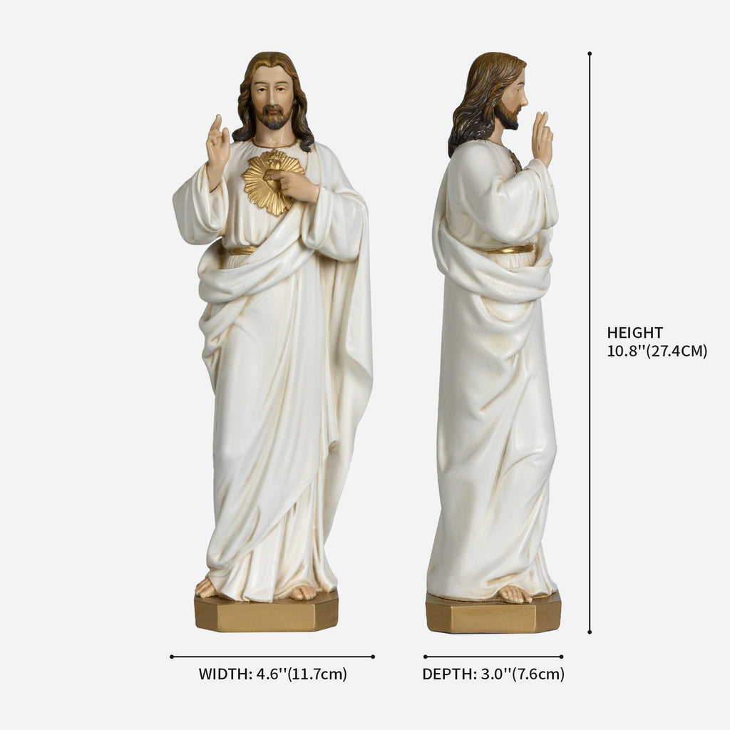 BC Catholic White & Gold Sacred Heart of Jesus Statue-Renaissance