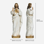 BC Catholic White & Gold Sacred Heart of Jesus Statue-Renaissance