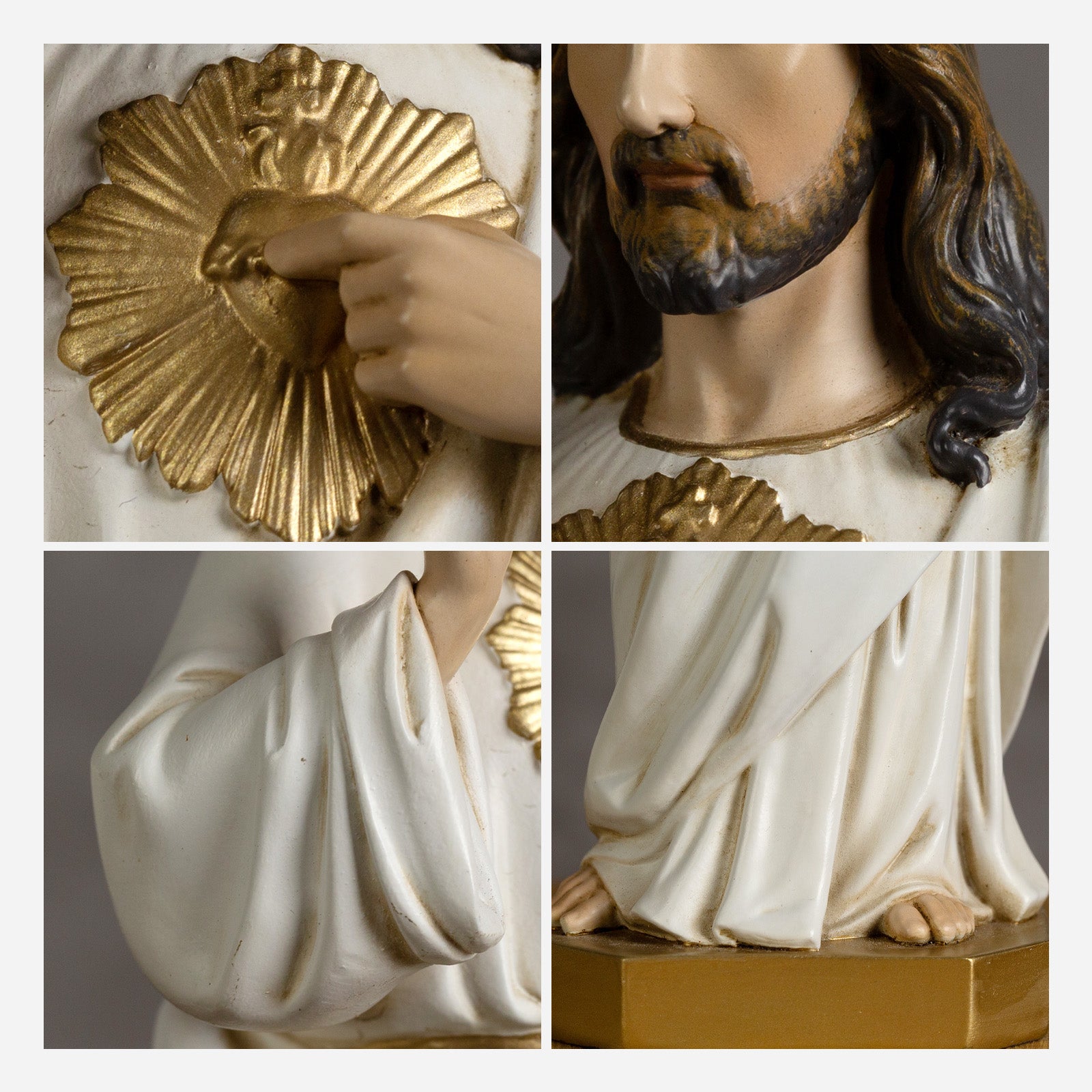 BC Catholic White & Gold Sacred Heart of Jesus Statue-Renaissance