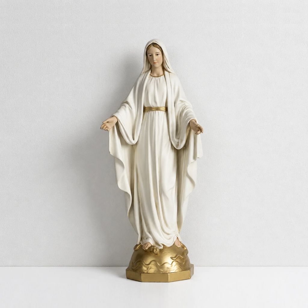 BC Catholic White & Gold Our Lady of Grace Statue-Renaissance