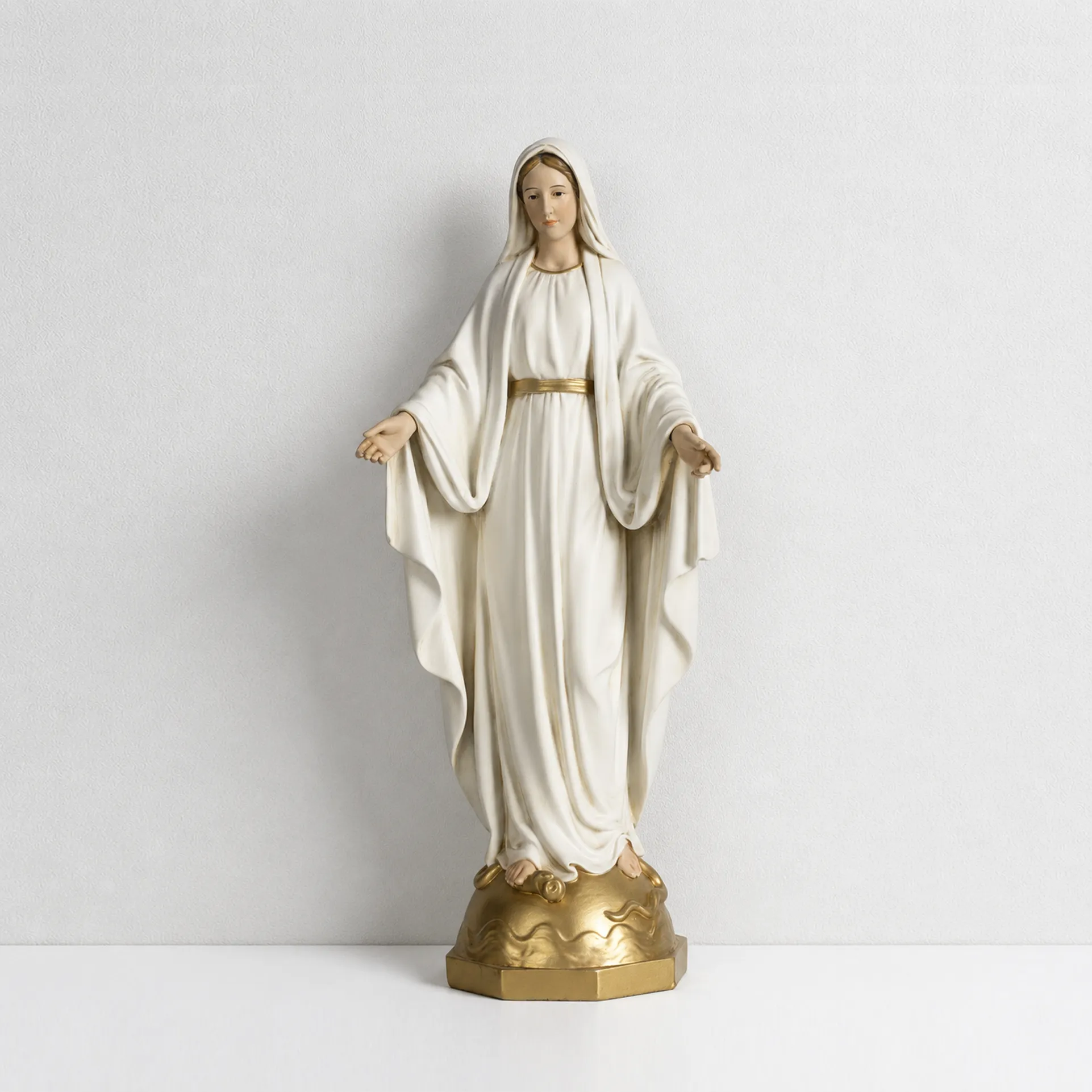 BC Catholic White & Gold Our Lady of Grace Statue-Renaissance