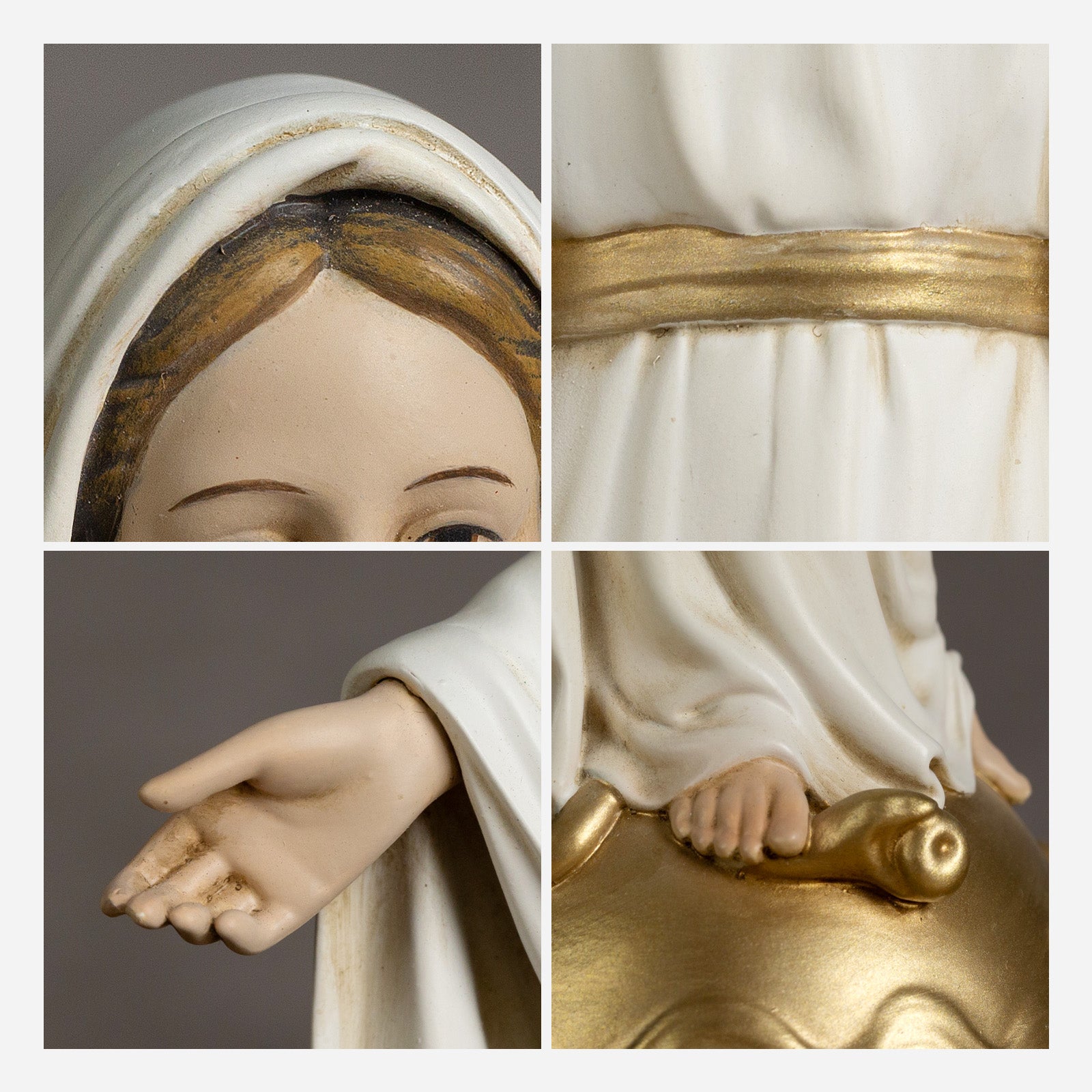 BC Catholic White & Gold Our Lady of Grace Statue-Renaissance