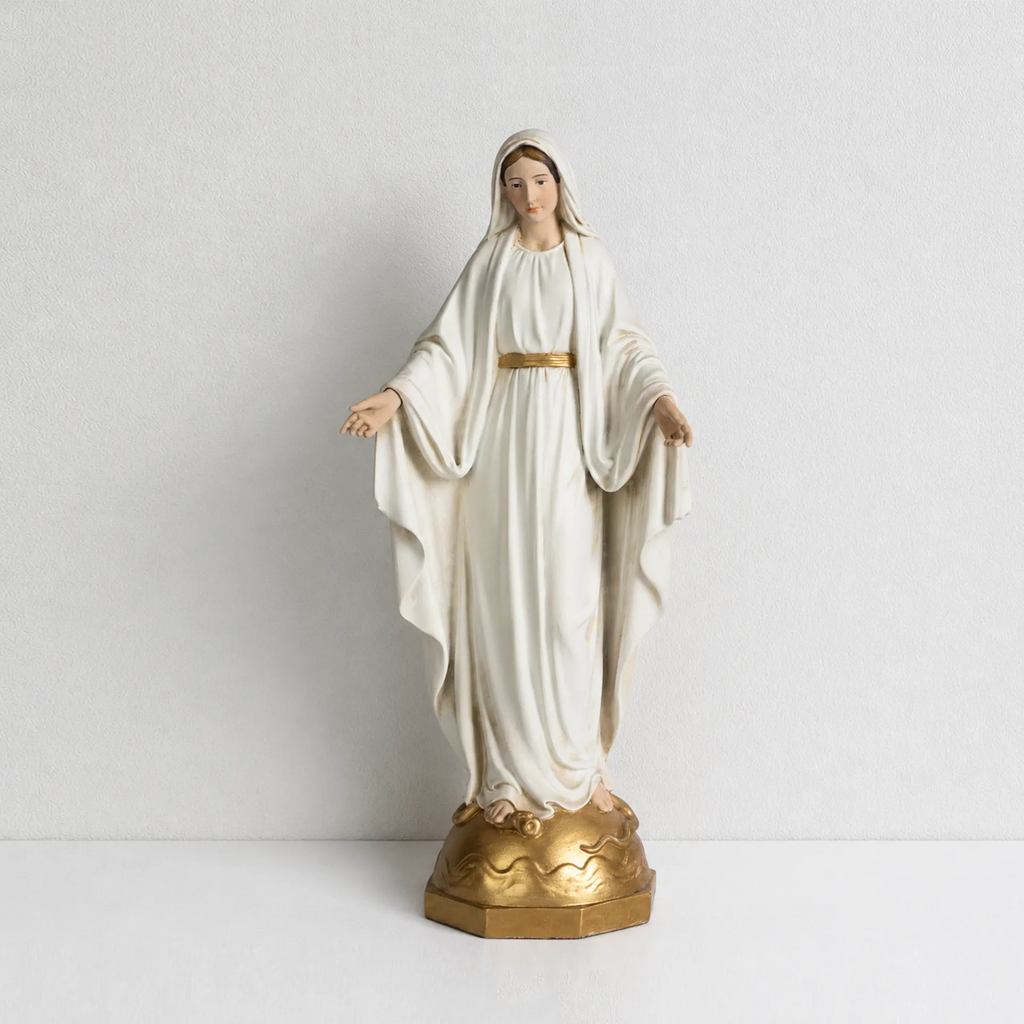 BC Catholic White & Gold Our Lady of Grace Statue-Renaissance