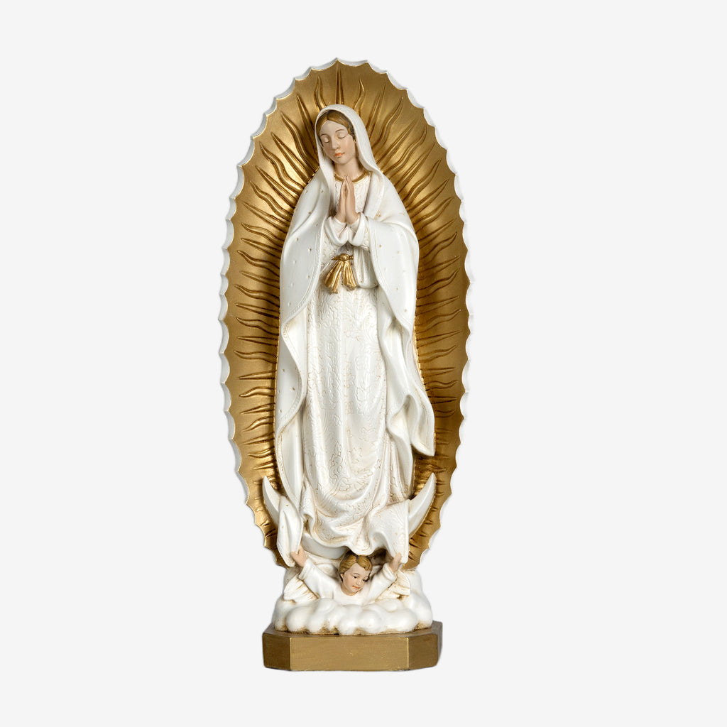 BC Catholic White & Gold Our Lady of Guadalupe Statue-Renaissance