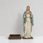BC Catholic Marienstatue Unbeflecktes Herz Mariä - mit Sockel und Vitrine