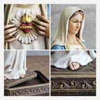 BC Catholic Immaculate Heart Mary Statue-with Case Base