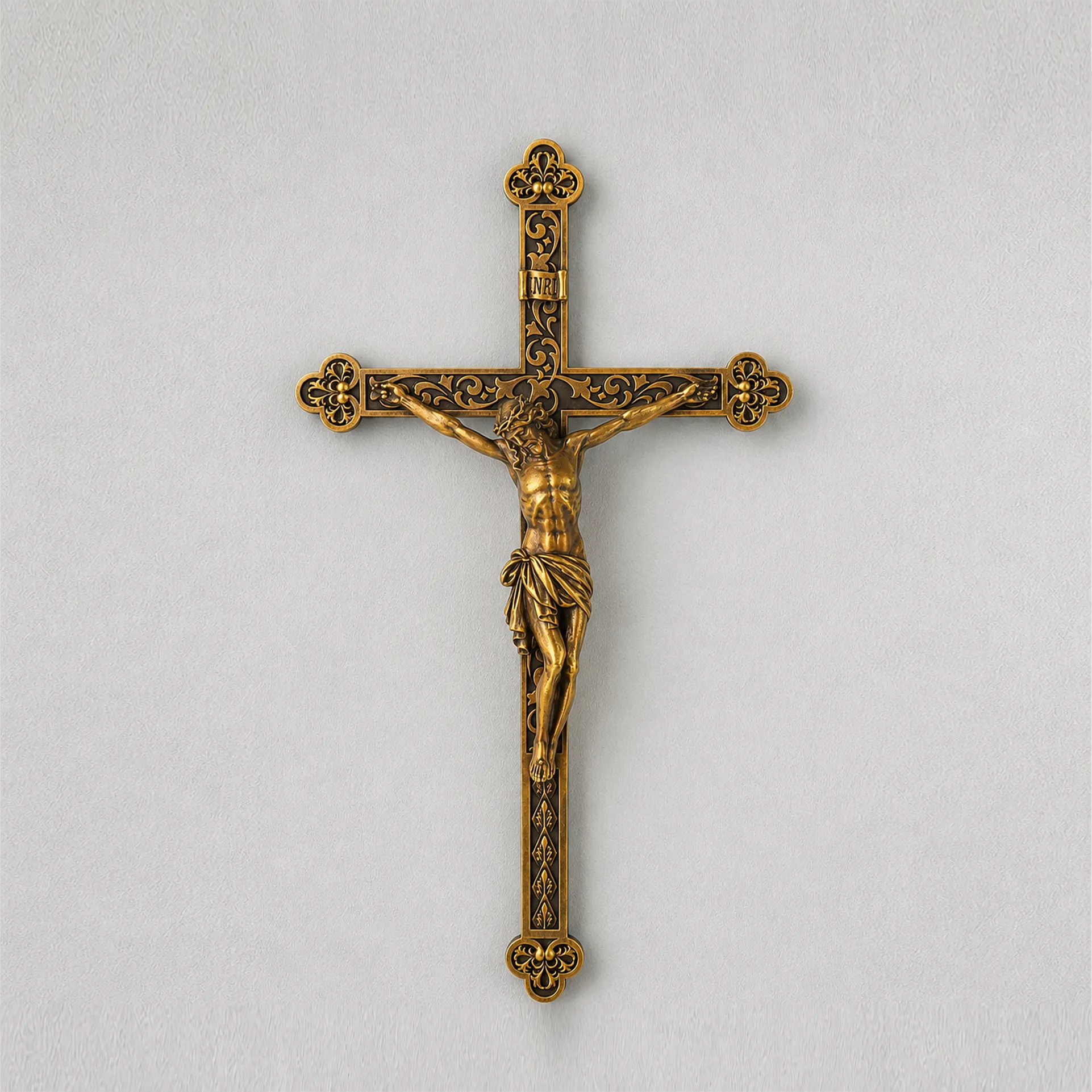 BC Catholic Crucifix Wall Cross-Baroque Style