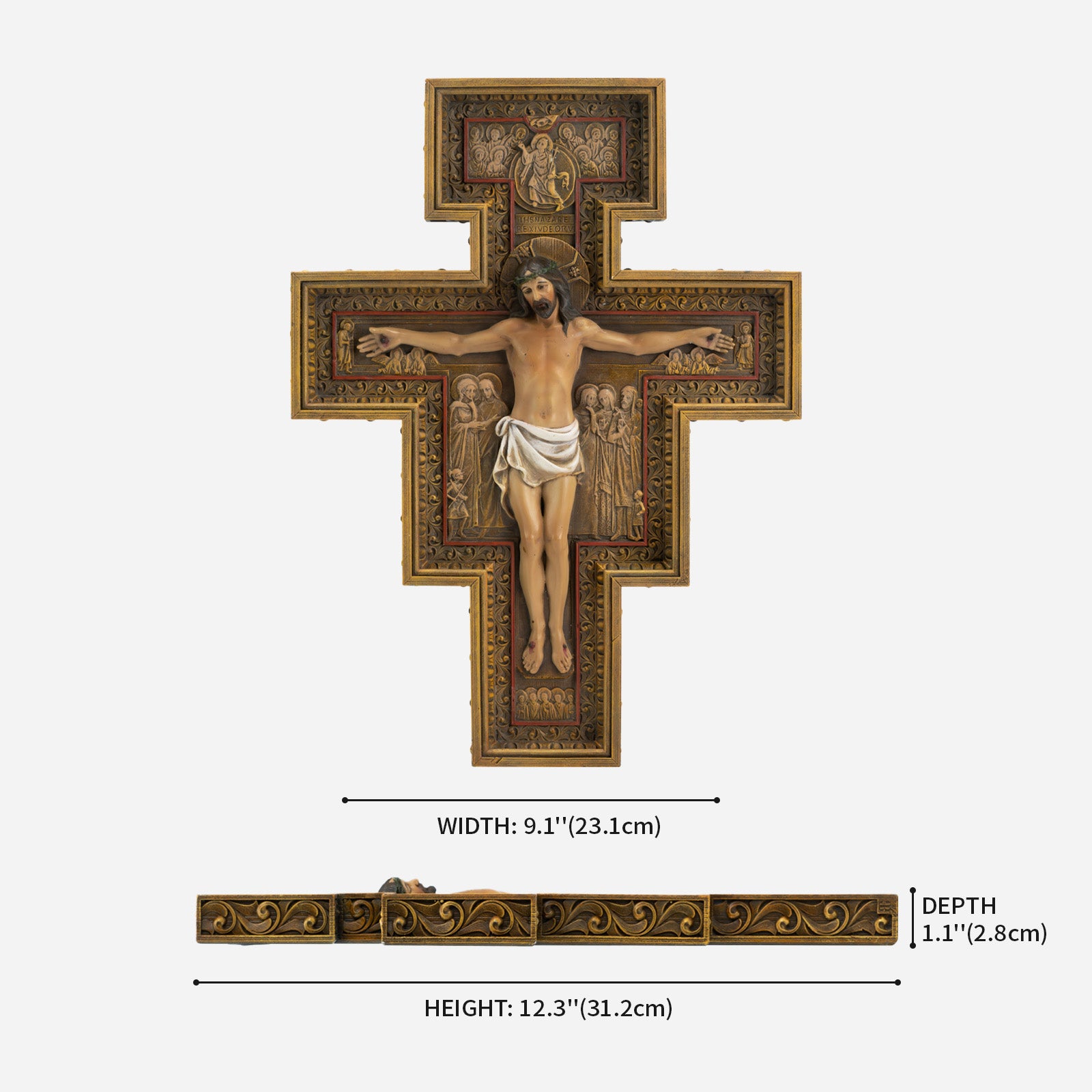 BC Catholic San Damiano Wall Crucifix-Renaissance