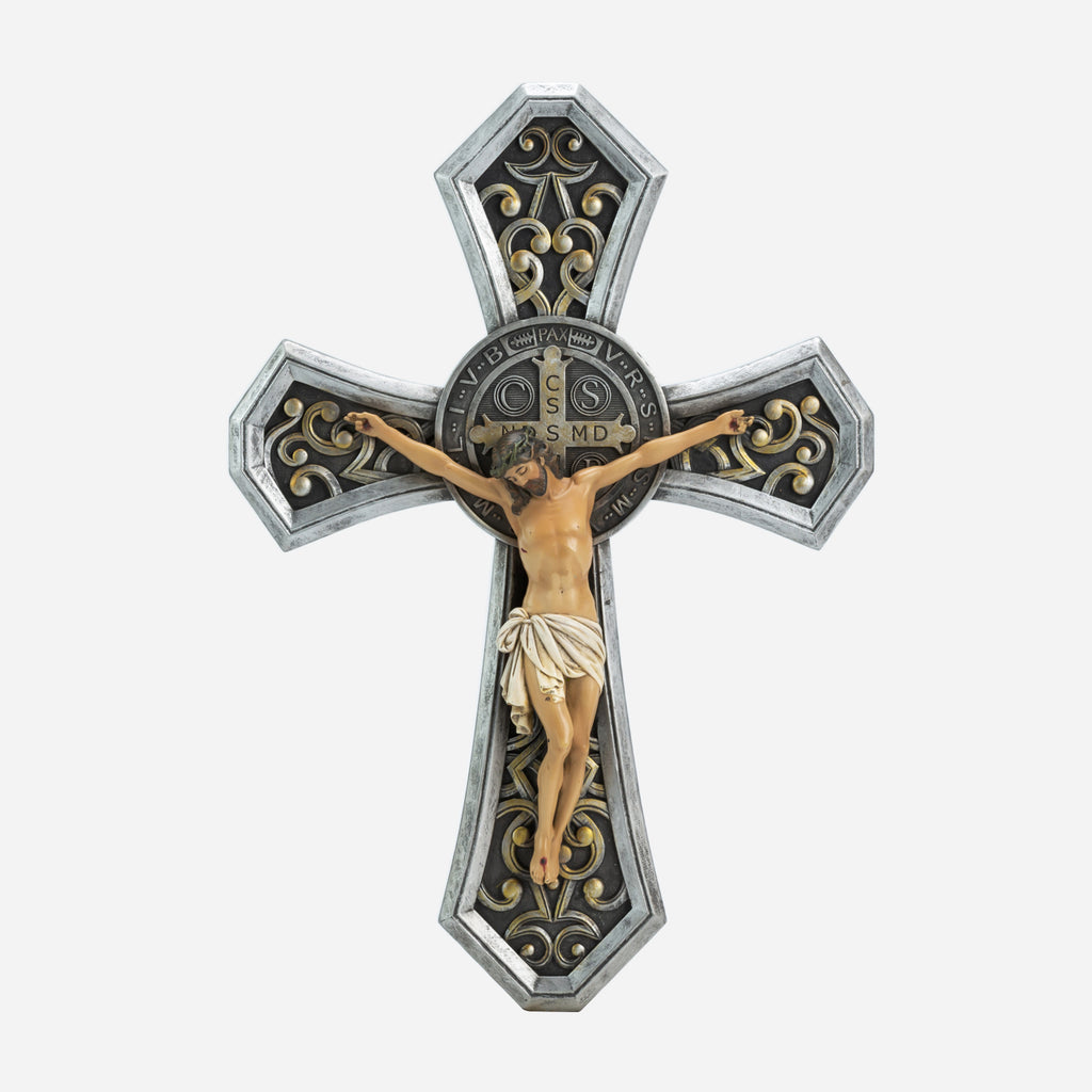 BC Catholic Saint Benedict Ornate Wall Crucifix-Renaissance