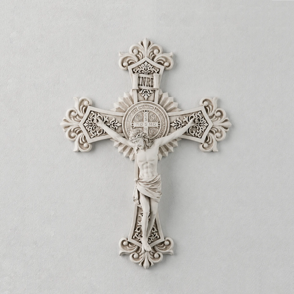 BC Catholic St Benedict Wall Crucifix-Renaissance