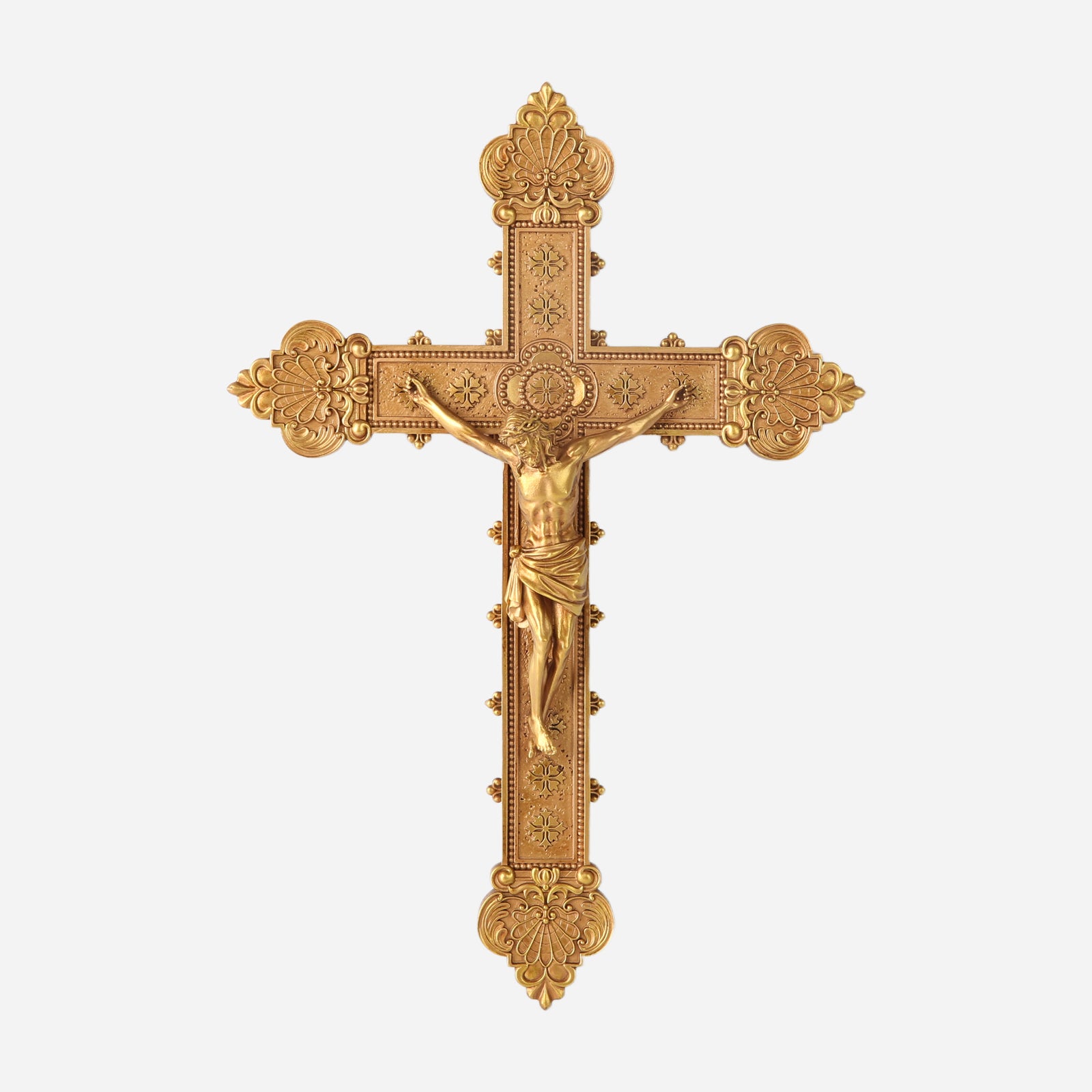BC Catholic Baroque Embossed  Wall Crucifix-Renaissance