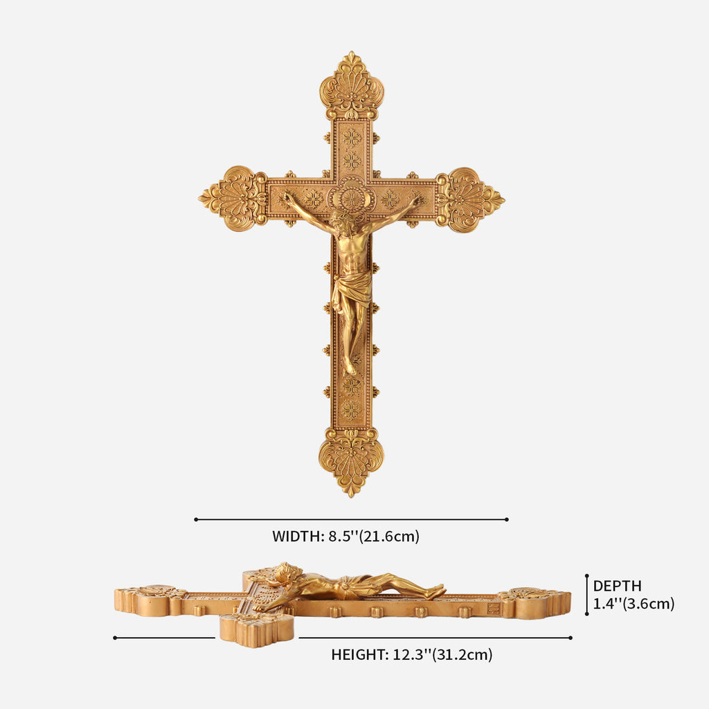 BC Catholic Baroque Embossed  Wall Crucifix-Renaissance