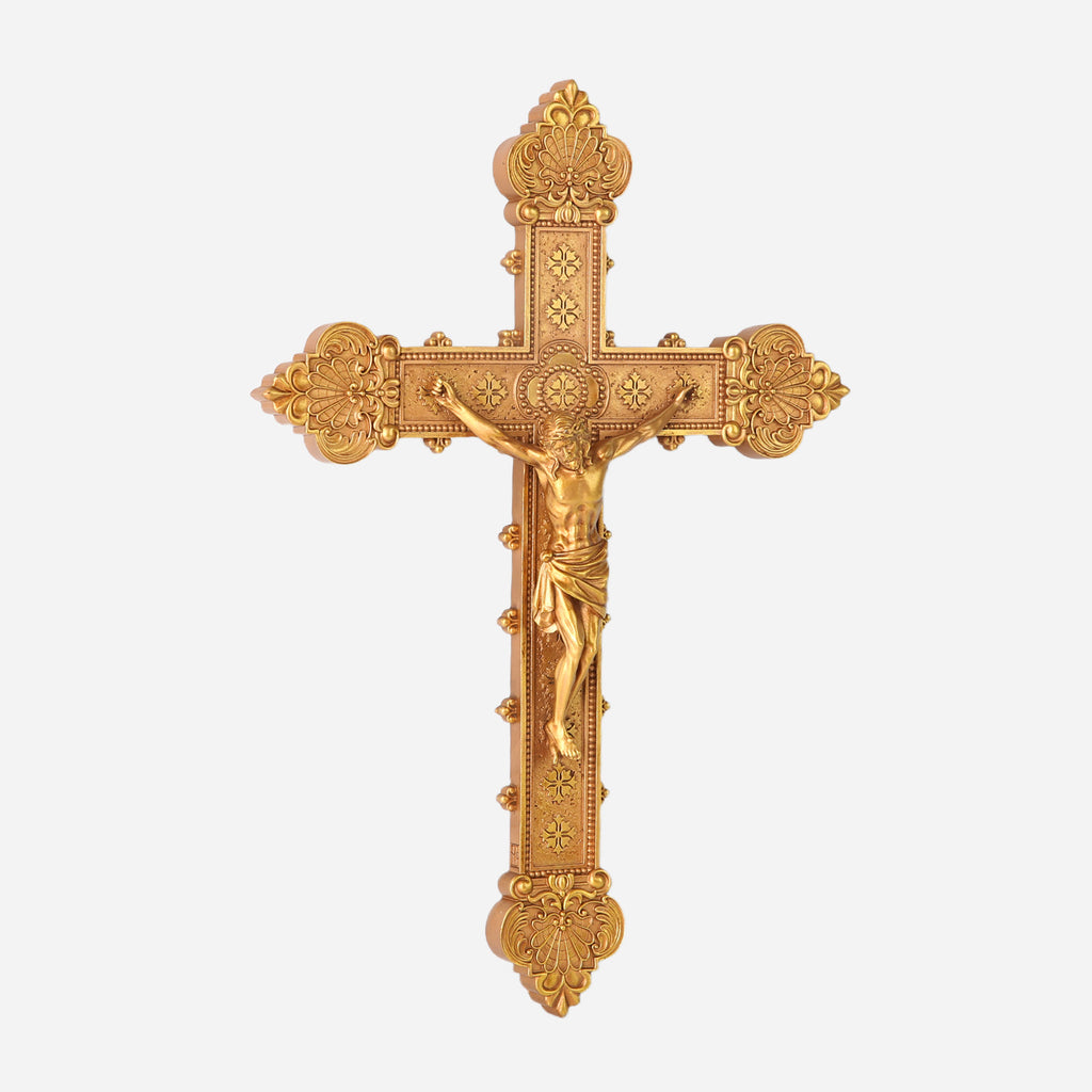BC Catholic Baroque Embossed  Wall Crucifix-Renaissance