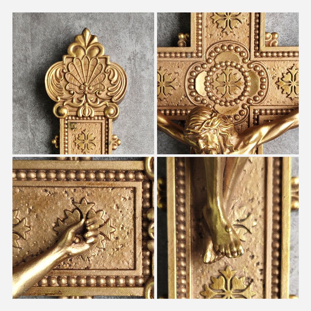 BC Catholic Baroque Embossed  Wall Crucifix-Renaissance