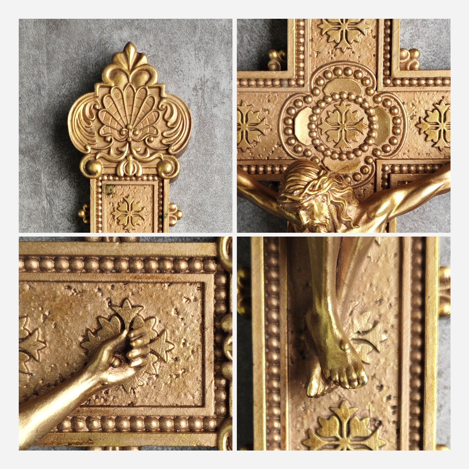 BC Catholic Baroque Embossed  Wall Crucifix-Renaissance