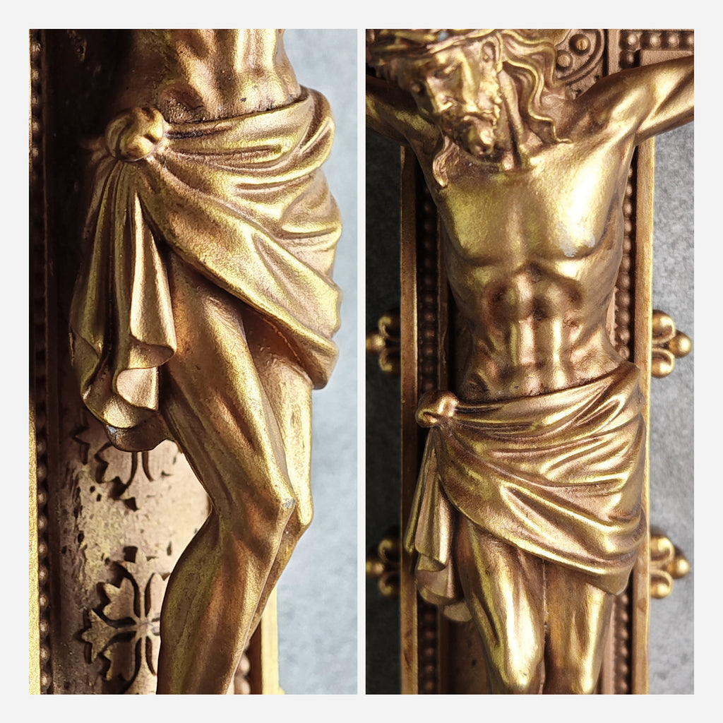 BC Catholic Baroque Embossed  Wall Crucifix-Renaissance