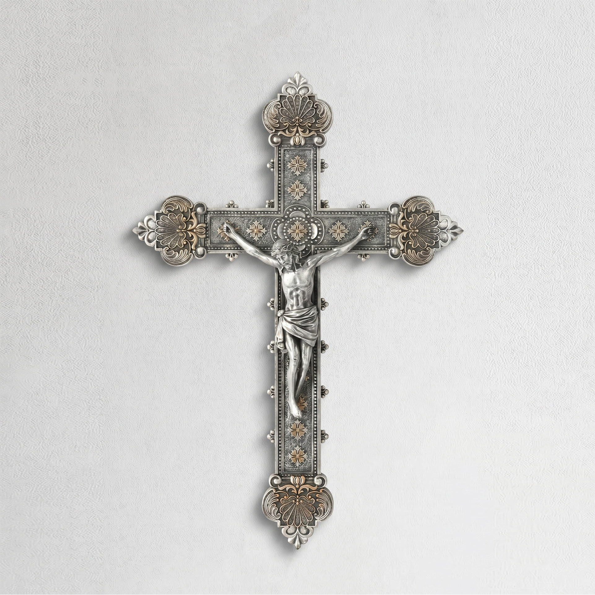 BC Catholic Baroque Embossed  Wall Crucifix- with Holy Spirit
